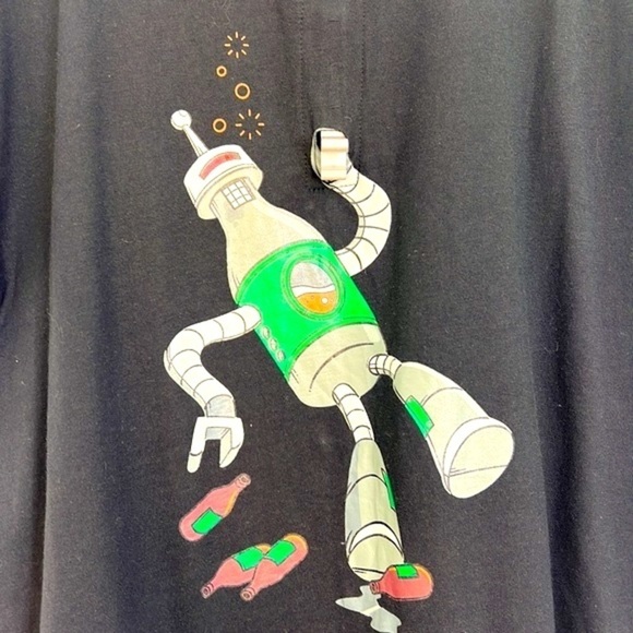 Futurama - Bender Drinking With Real Bottle Opener Black Short Sleeve T Shirt M - Picture 8 of 11